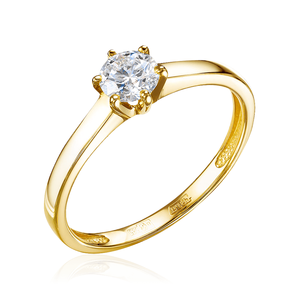Кольцо с 1 бриллиантом из желтого золота 585 пробы (арт. 96990)