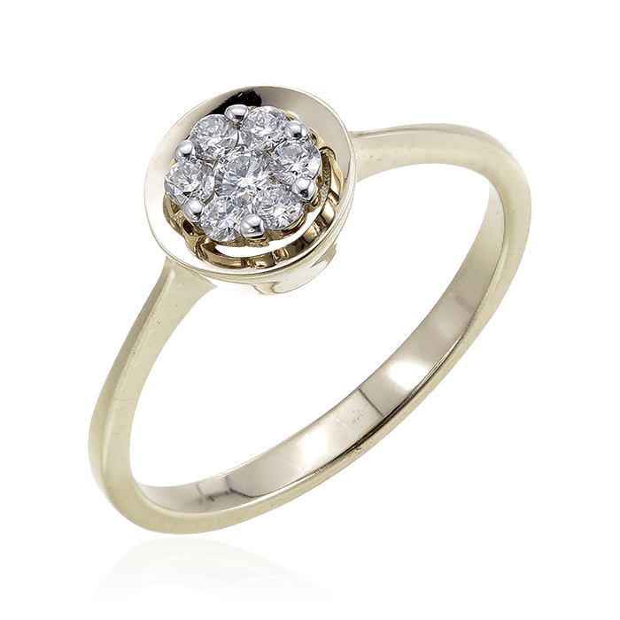 Кольцо с бриллиантами из желтого золота 585, фото № 1