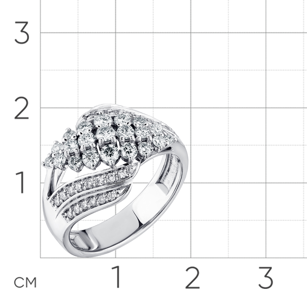 Кольцо с бриллиантами из белого золота 585, фото № 2