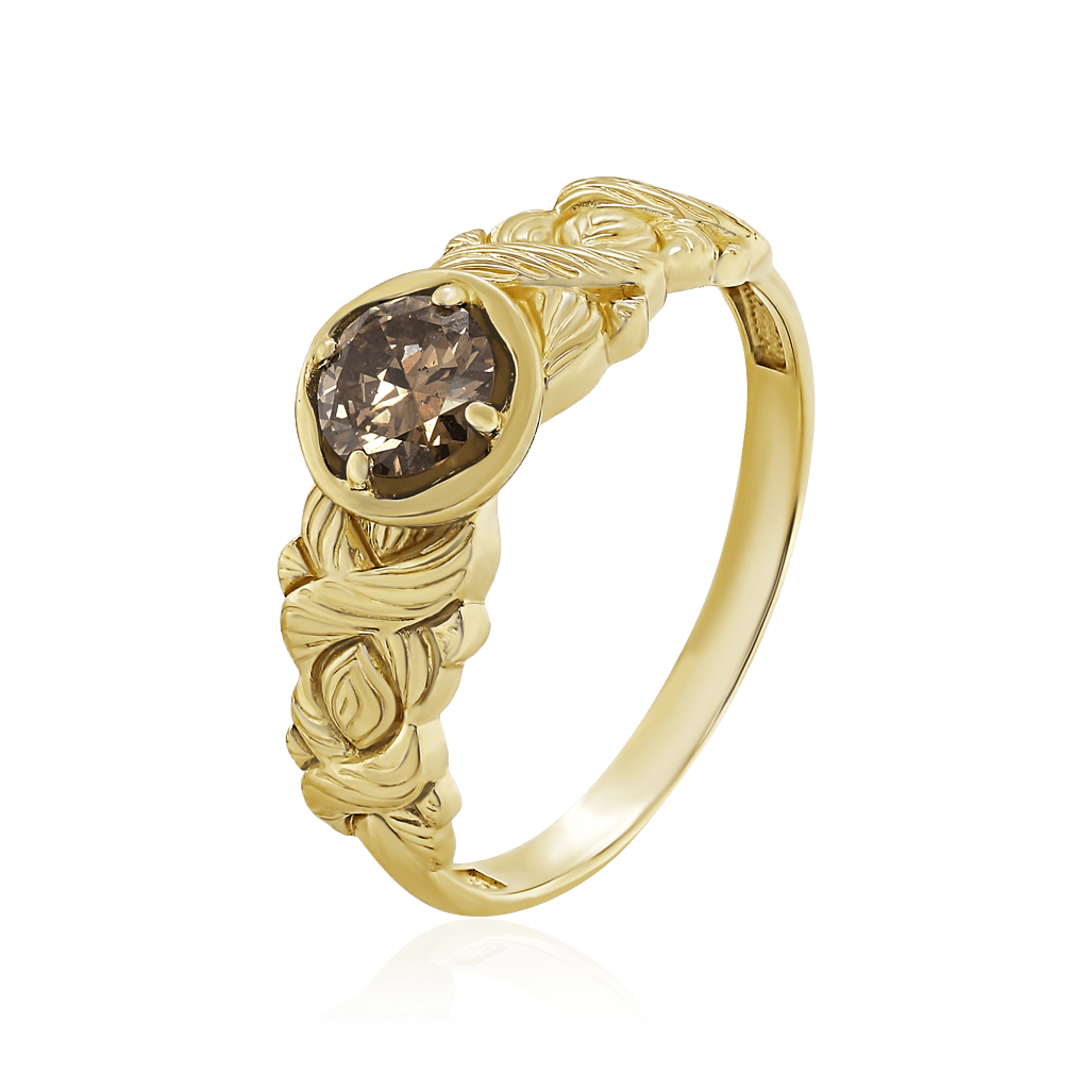 Кольцо с 1 бриллиантом из желтого золота 585 пробы (арт. 104006)