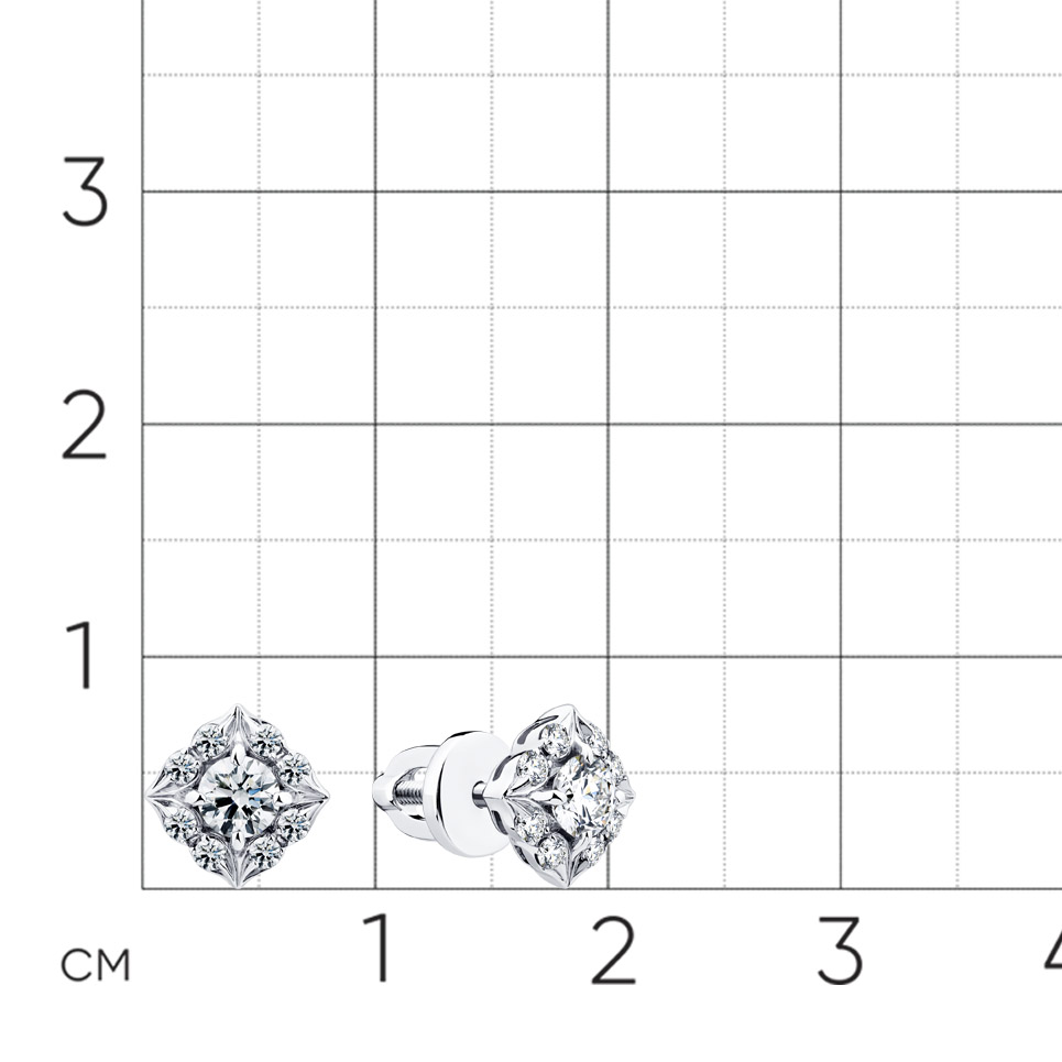 Серьги с бриллиантами из белого золота 585 пробы, фото № 2