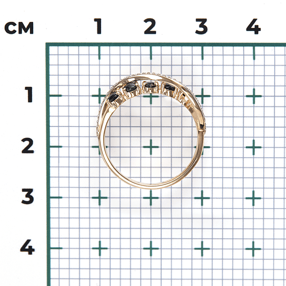 Кольцо с сапфиром, бриллиантами из красного золота 585 пробы, фото № 3