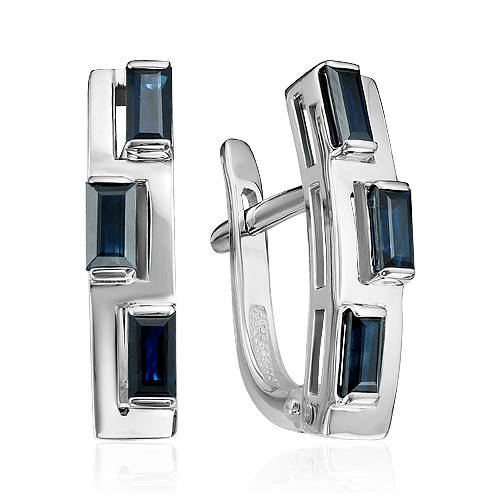 Серьги с сапфиром из белого золота 585 пробы (арт. 59025)