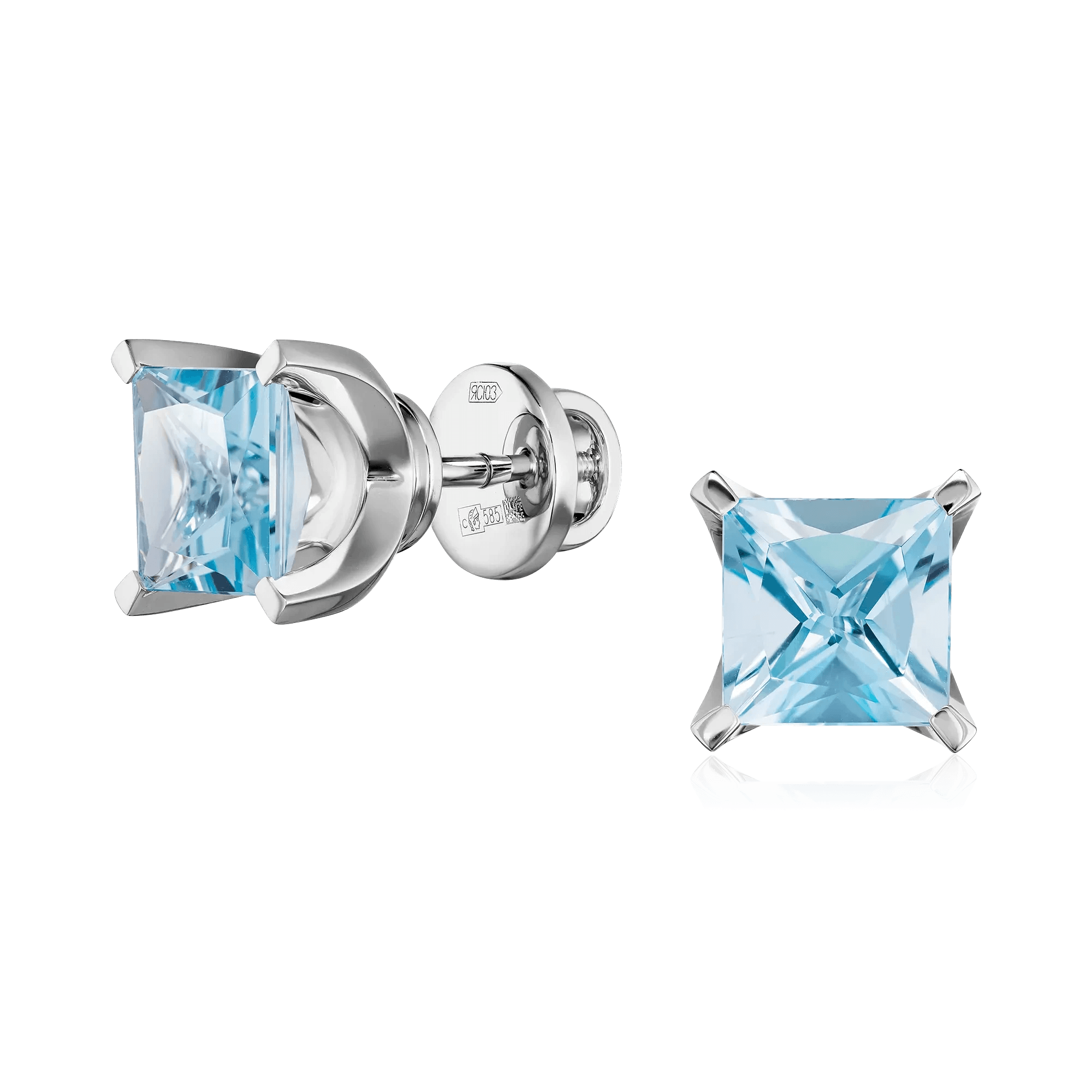 Серьги с топазом из белого золота 585 пробы (арт. 130572)