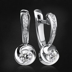 Серьги с бриллиантами из белого золота 585 пробы (арт. 44957)