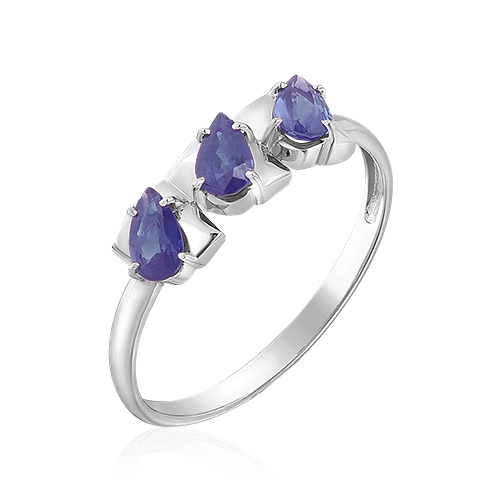Кольцо с сапфиром из белого золота 585 пробы, фото № 1