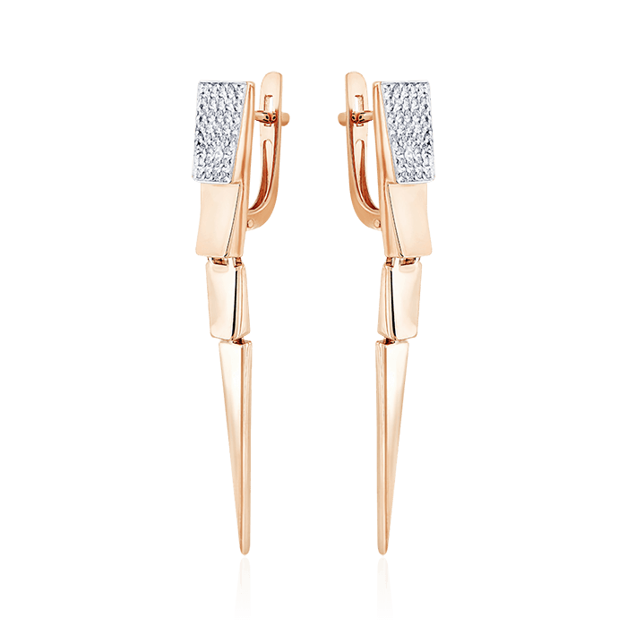 Серьги с бриллиантами из красного золота 585 пробы (арт. 63772)