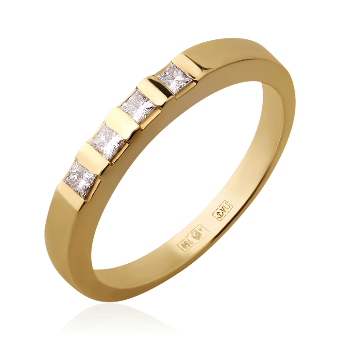 Кольцо с бриллиантами из желтого золота 750 (арт. 75608)