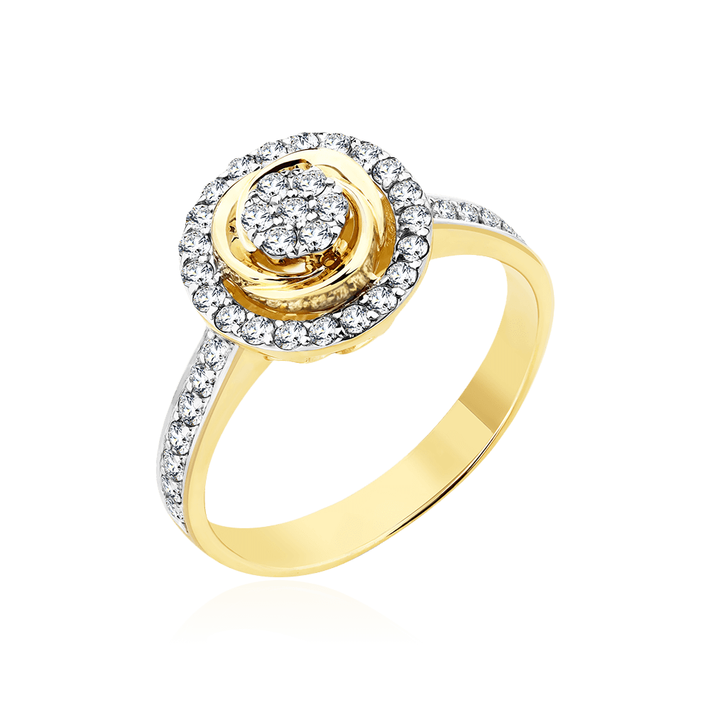 Кольцо с бриллиантами из комбинированного золота 585 пробы (арт. 102822)