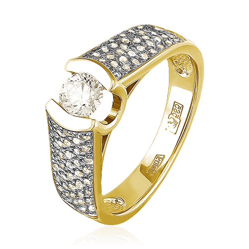Кольцо с бриллиантами из желтого золота 585 пробы (арт. 95524)