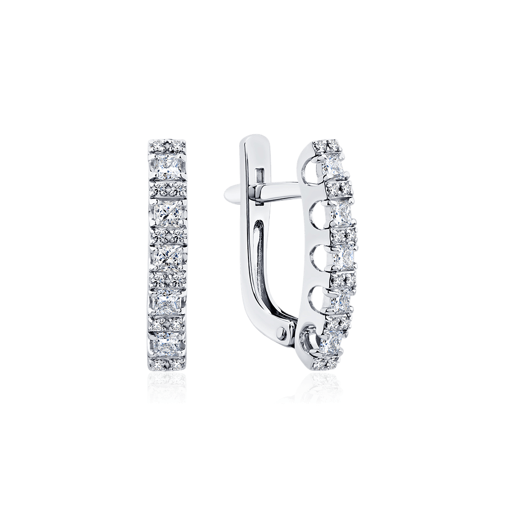 Серьги с бриллиантами из белого золота 585 пробы (арт. 131627)