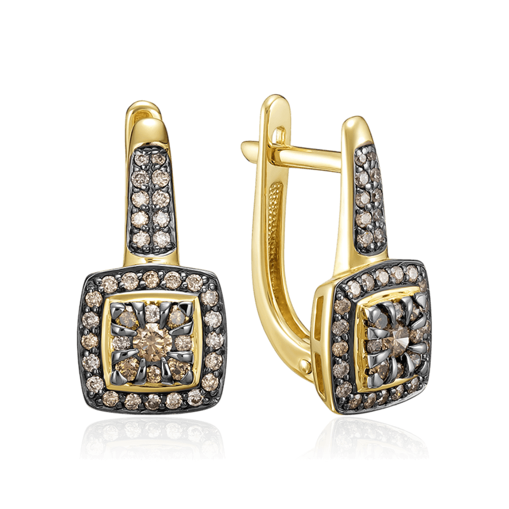 Серьги с бриллиантами из желтого золота 585 пробы (арт. 134627)