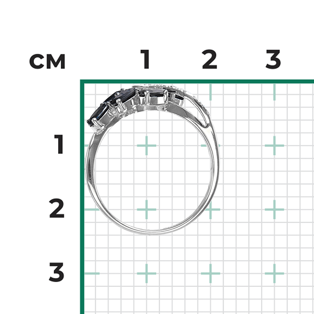 Кольцо с сапфиром, бриллиантами из белого золота 585 пробы, фото № 3