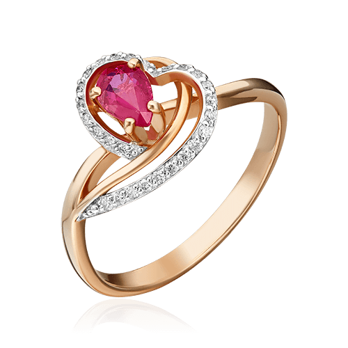Кольцо с рубином, бриллиантами из красного золота 585 пробы (арт. 89303)