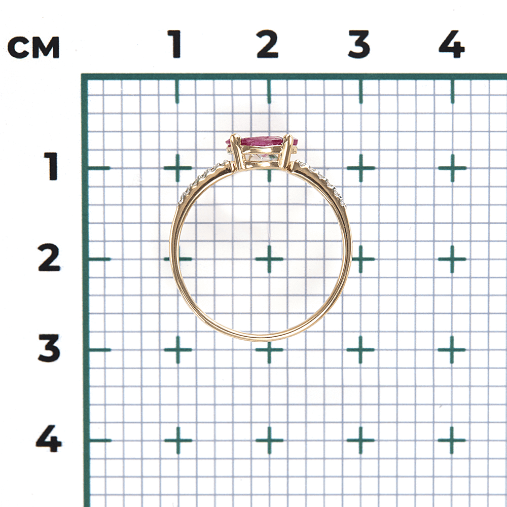 Кольцо с рубином, бриллиантами из красного золота 585 пробы, фото № 3