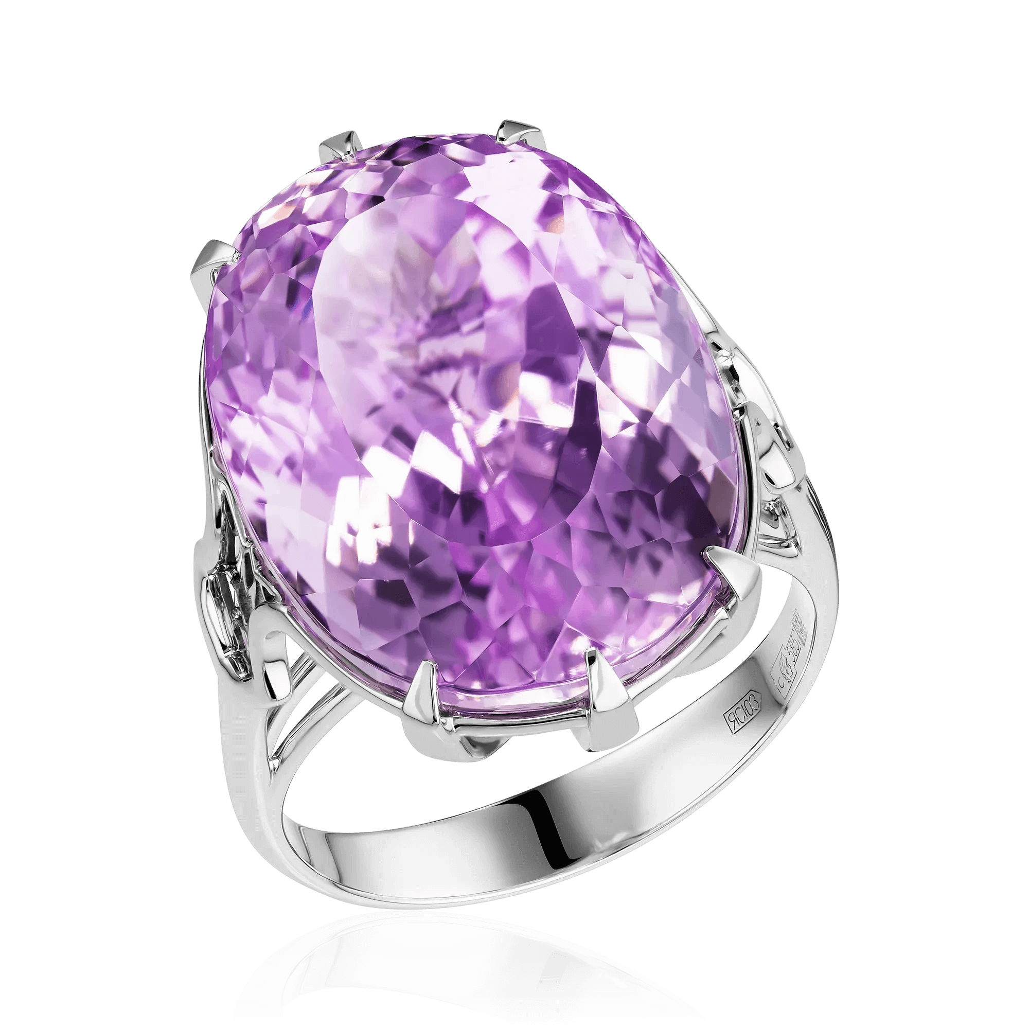 Кольцо с кунцитом из белого золота 585 пробы (арт. 127580)