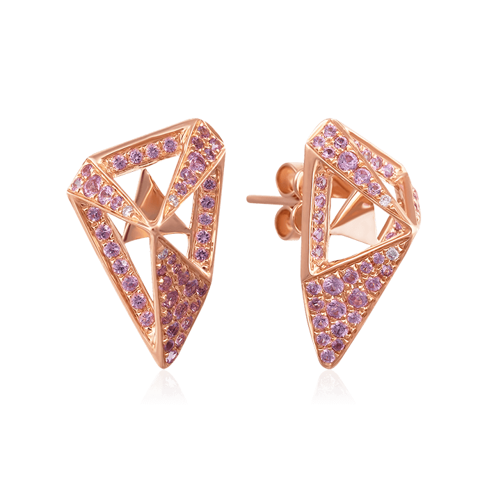 Серьги с сапфиром, бриллиантами из красного золота 585 пробы (арт. 65707)