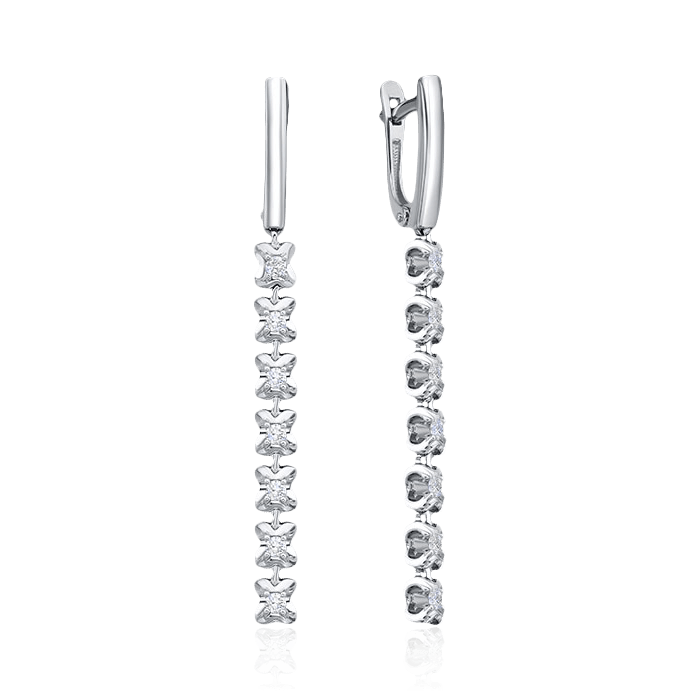 Серьги с бриллиантами из белого золота 585 пробы, фото № 1