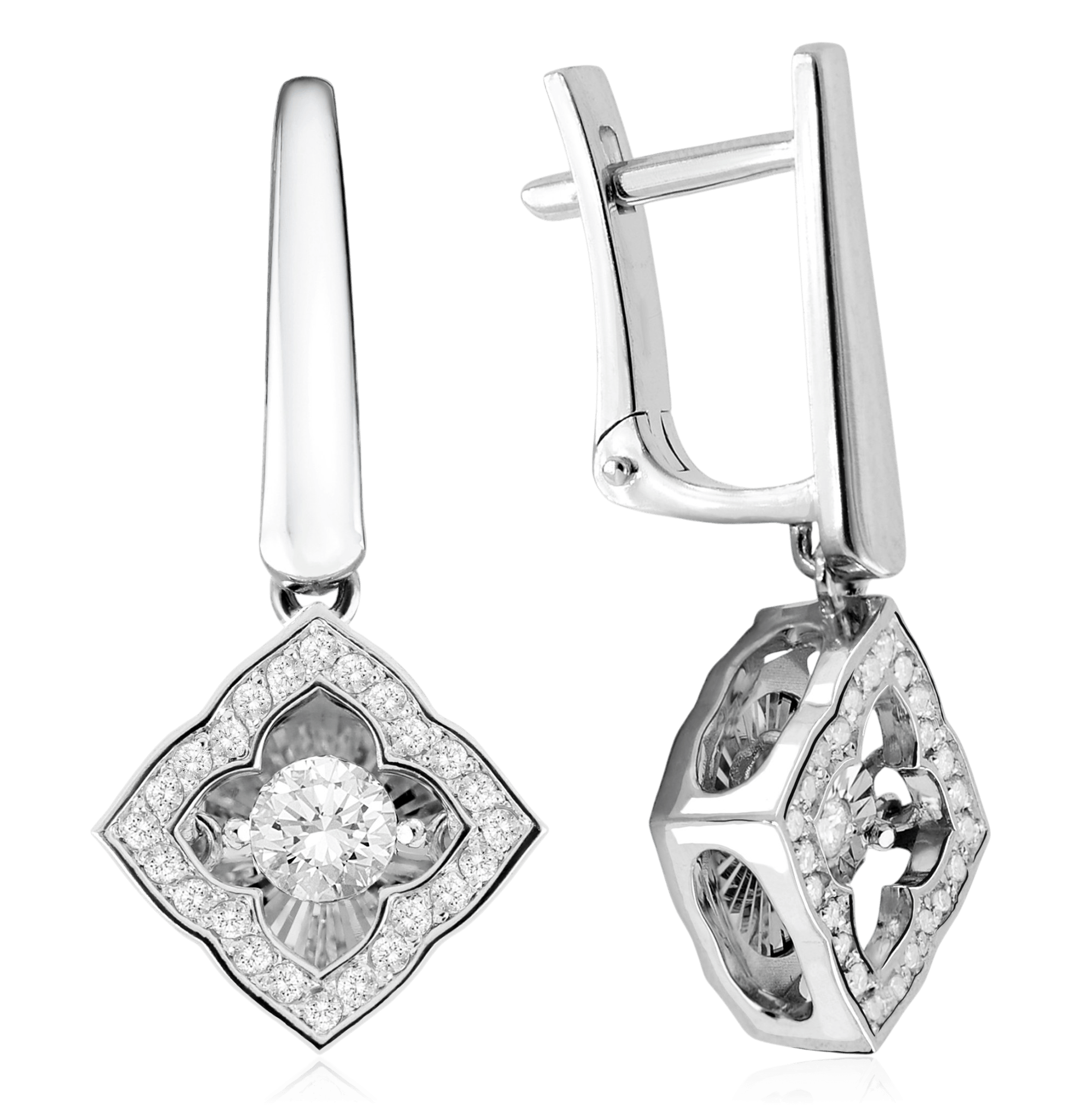 Серьги с бриллиантами из белого золота 585 пробы (арт. 131394)