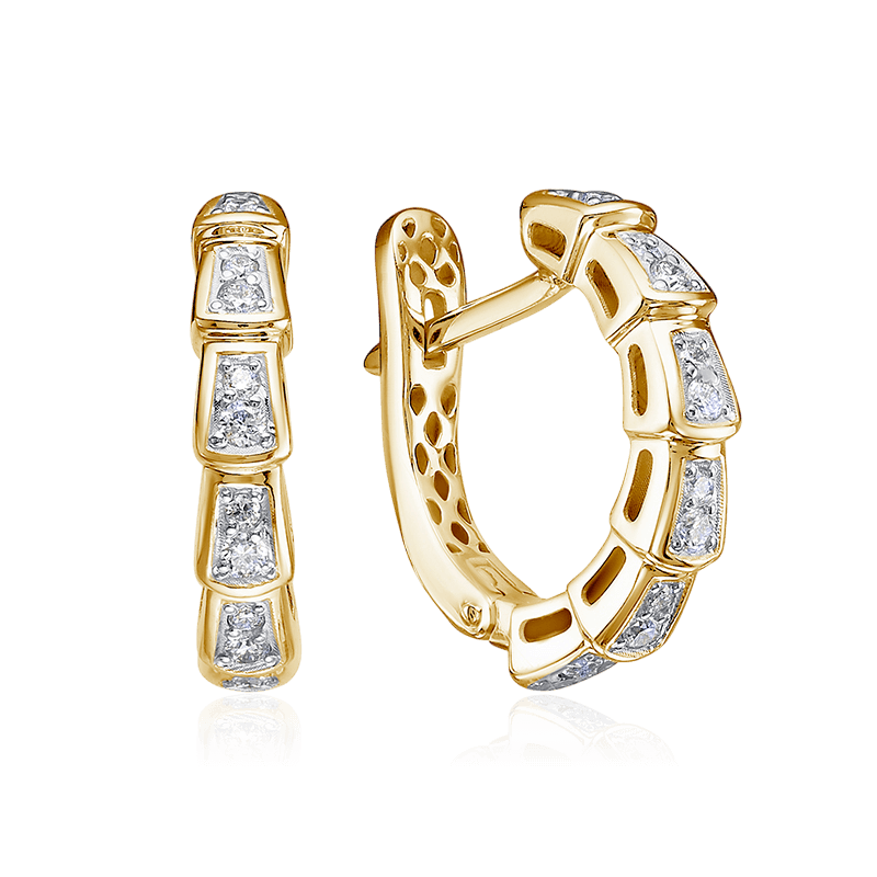 Серьги Serpenti с бриллиантами из желтого золота 585 пробы (арт. 125533)