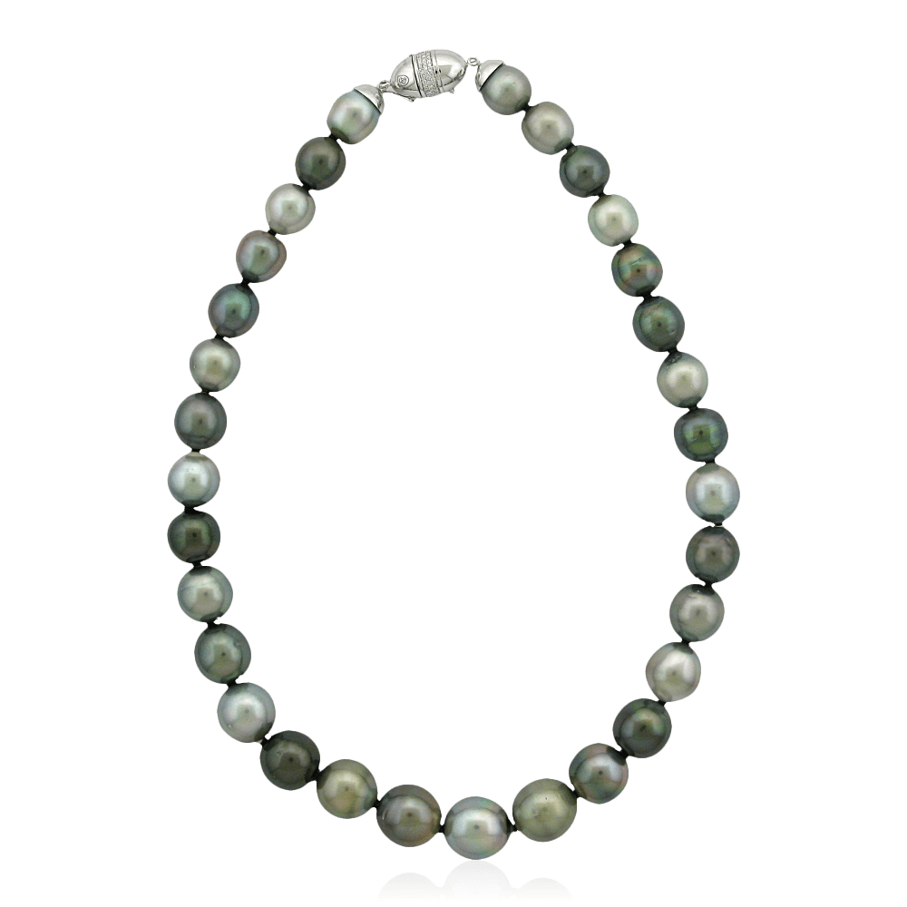 Ожерелье с жемчугом, бриллиантами из белого золота 585 пробы (арт. 104319)