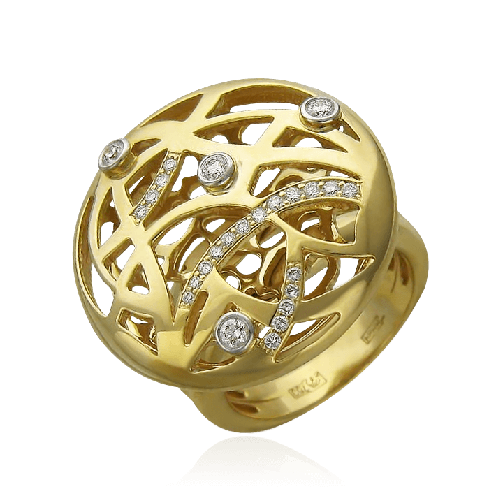 Кольцо с бриллиантами из желтого золота 750 из коллекции Safari (Bergio), фото № 1