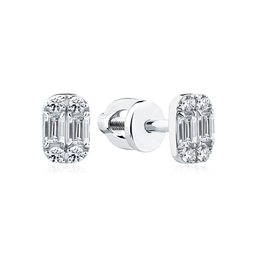 Серьги с бриллиантами из белого золота 585 пробы, фото № 1