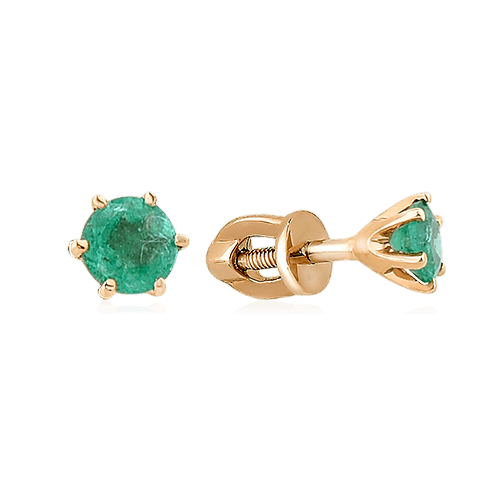 Серьги с изумрудом из красного золота 585 пробы (арт. 128806)