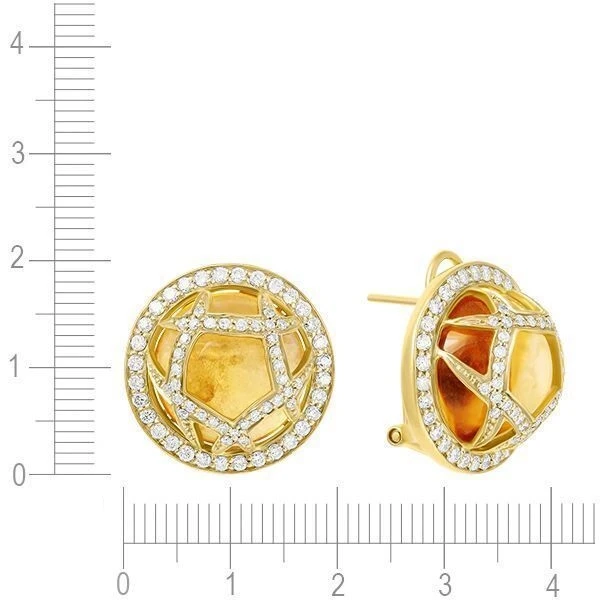 Серьги с бриллиантами из желтого золота 585 пробы, фото № 3