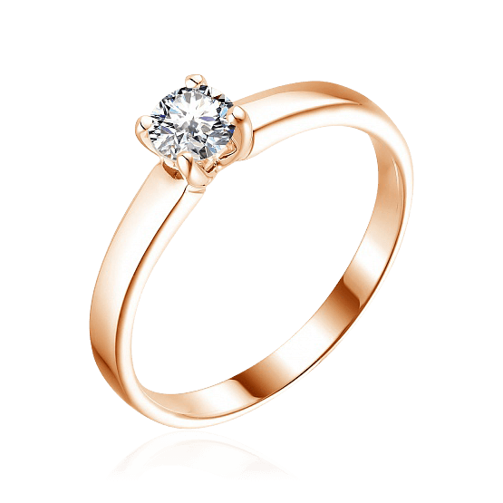 Кольцо с 1 бриллиантом из красного золота 585, фото № 1