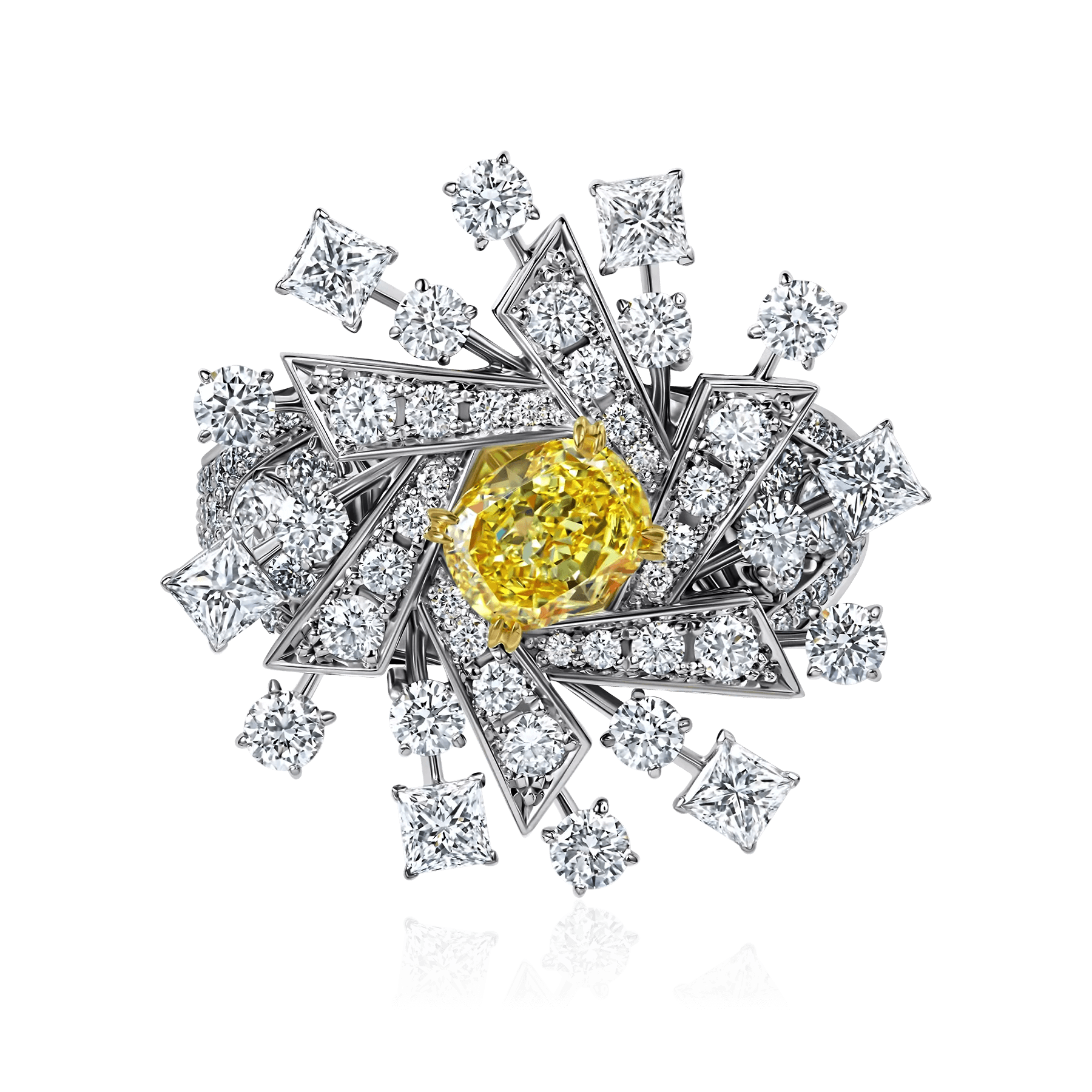 Кольцо с бриллиантами из белого золота 750 пробы, фото № 2