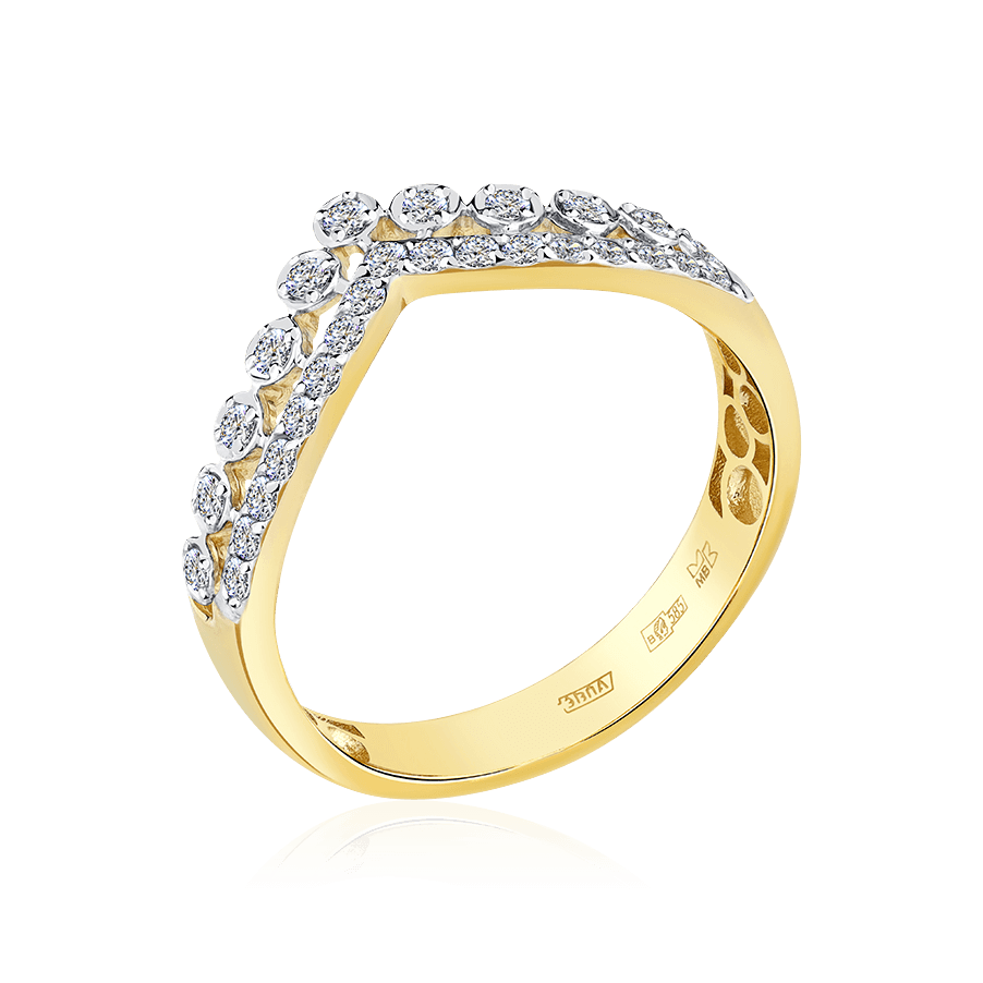 Кольцо с бриллиантами из желтого золота 585 пробы (арт. 103363)
