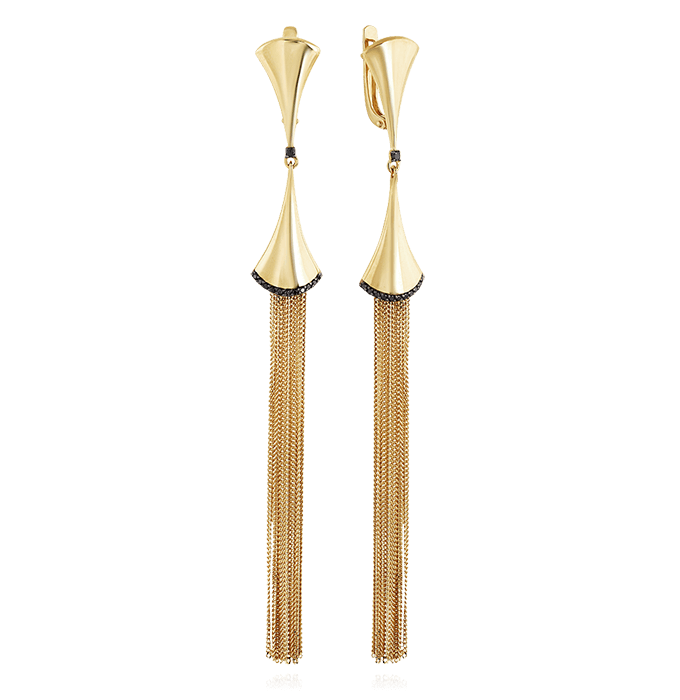 Серьги с бриллиантами из желтого золота 585 пробы (арт. 55704)