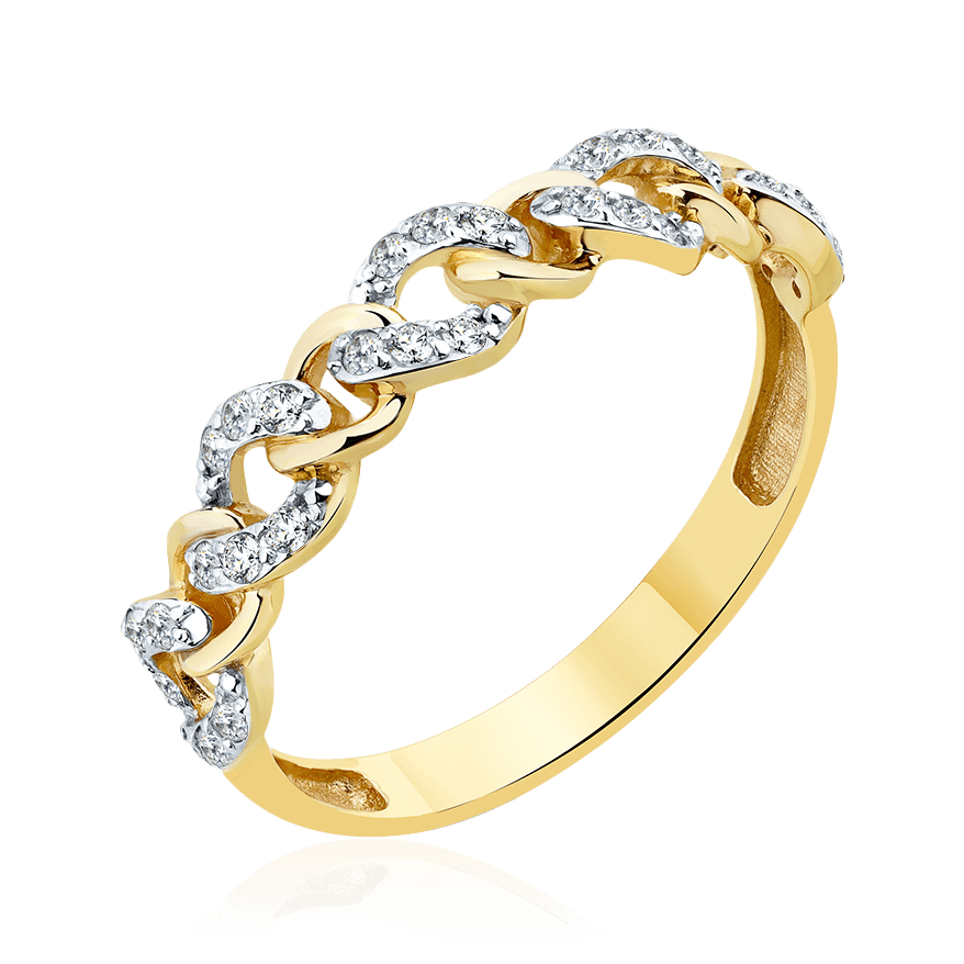 Кольцо с бриллиантами из желтого золота 585 пробы (арт. 104567)