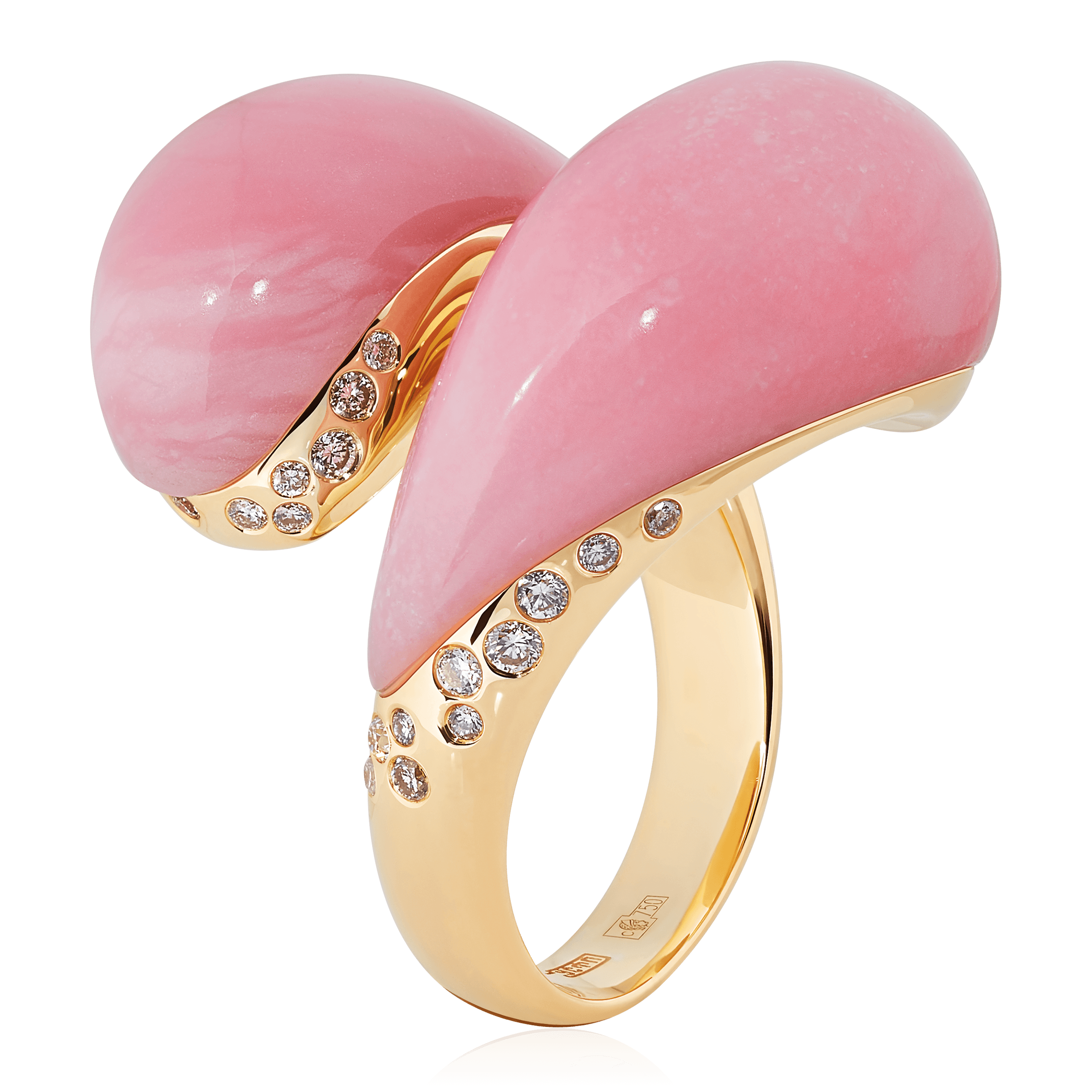 Кольцо с опалом, бриллиантами из желтого золота 585 пробы (арт. 72223)