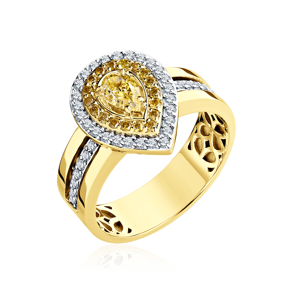 Кольцо с бриллиантами из желтого золота 585 пробы (арт. 103504)