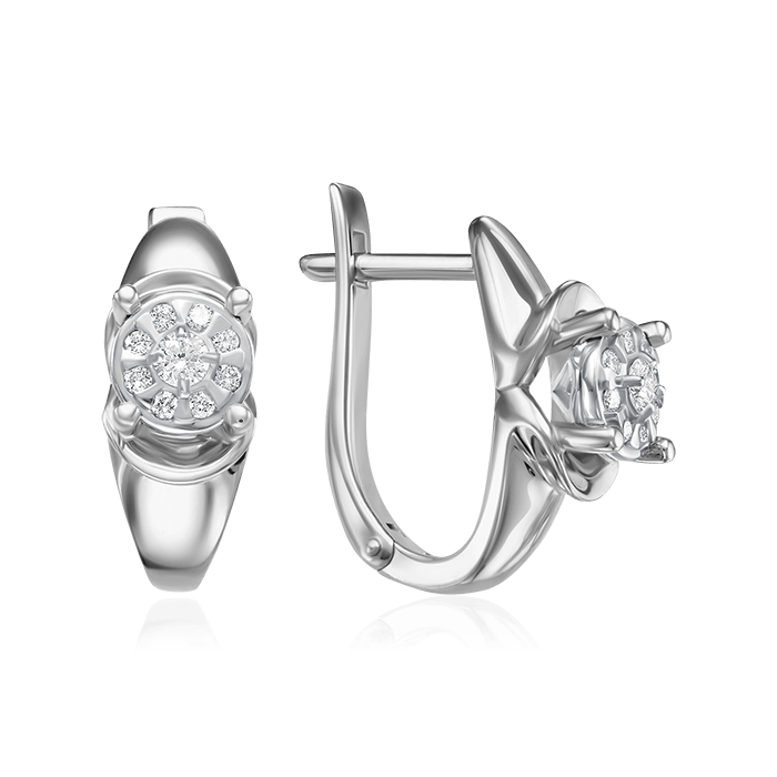 Серьги с бриллиантами из белого золота 585 пробы, фото № 1