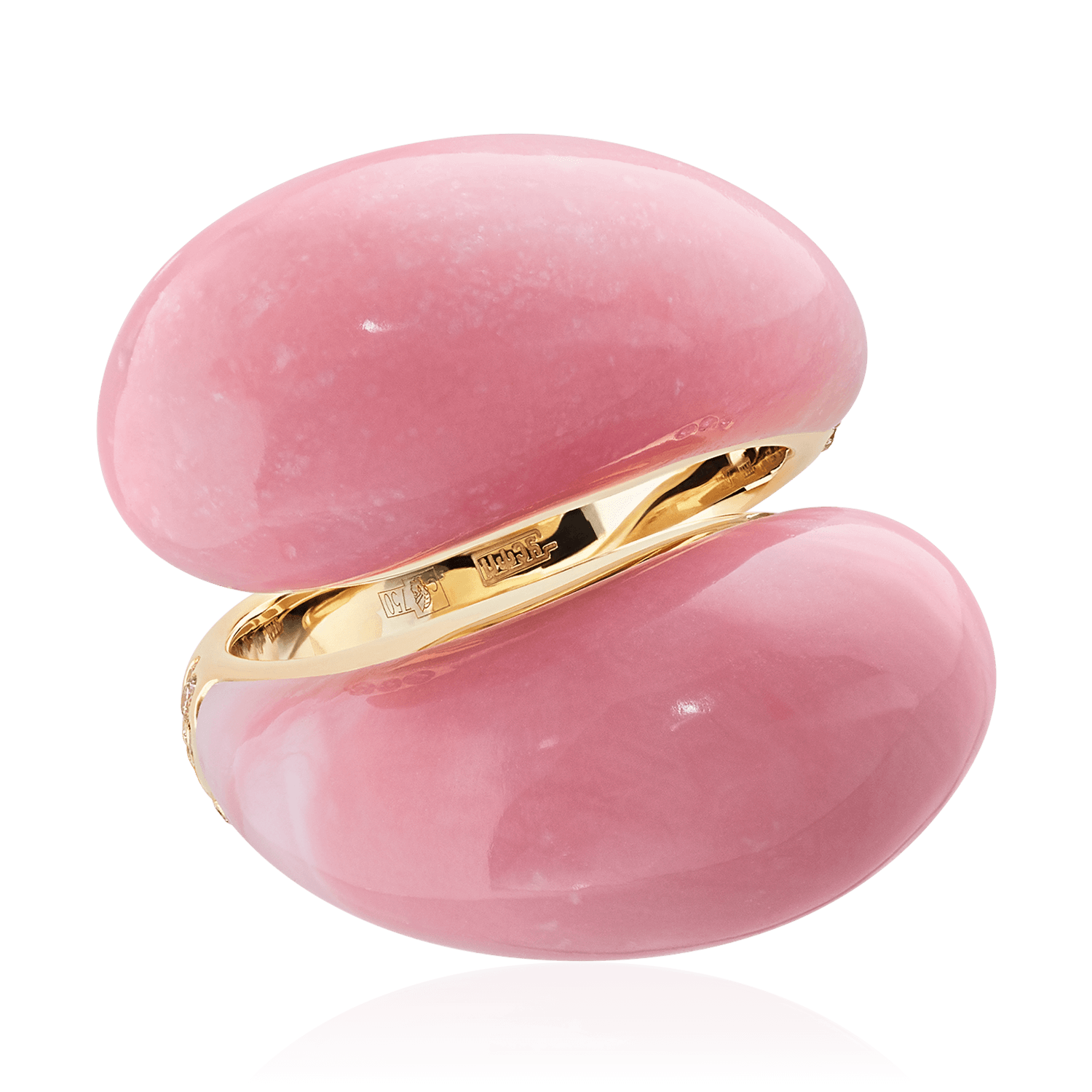 Кольцо с опалом, бриллиантами из желтого золота 585 пробы, фото № 3