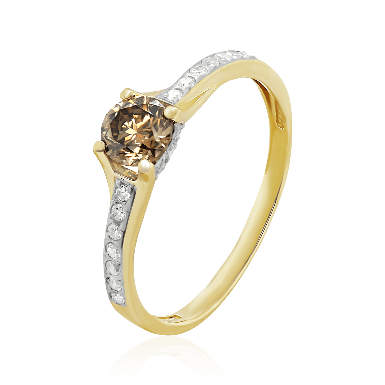 Кольцо с бриллиантами из желтого золота 585 пробы (арт. 104005)
