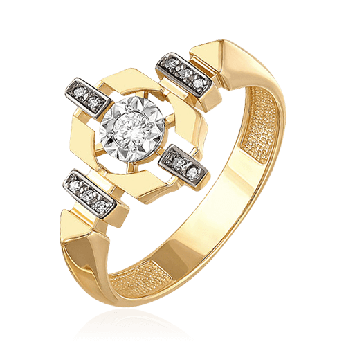 Кольцо с бриллиантами из желтого золота 585 (арт. 60461)