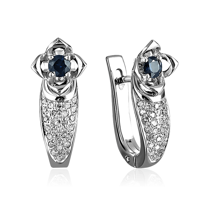 

Серьги с сапфиром, бриллиантами из белого золота 585 пробы