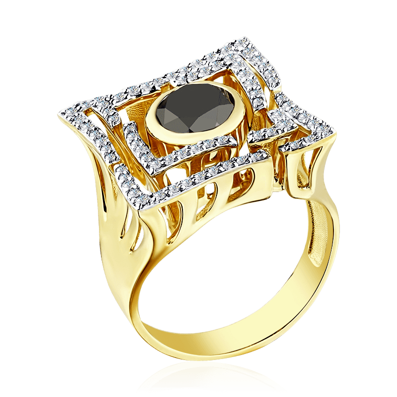 Кольцо с бриллиантами из желтого золота 585 пробы (арт. 92778)