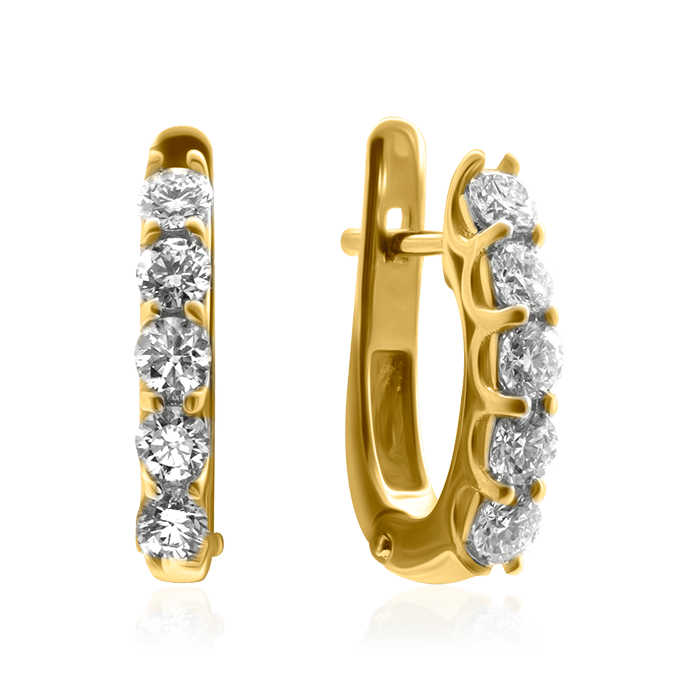 Серьги с бриллиантами из желтого золота 585 пробы (арт. 81468)