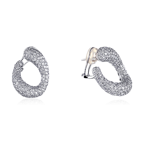 Серьги с бриллиантами из белого золота 750 пробы (арт. 60938)