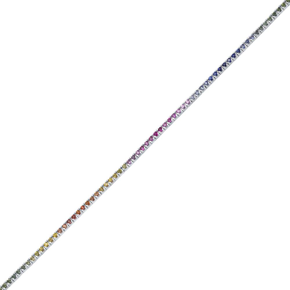 Браслет с разноцветными  сапфирами из белого золота 585 пробы, фото № 2