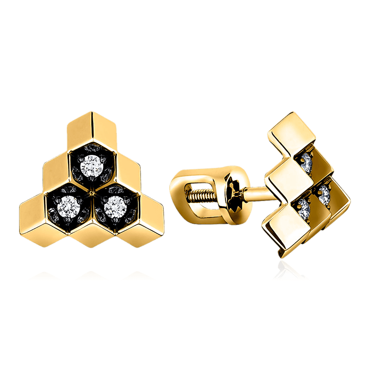 Серьги с бриллиантами из желтого золота 585 пробы (арт. 72333)
