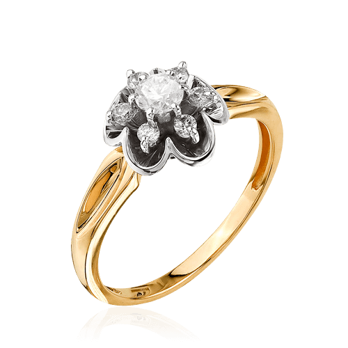 Кольцо с бриллиантами из комбинированного золота 585 (арт. 30085)