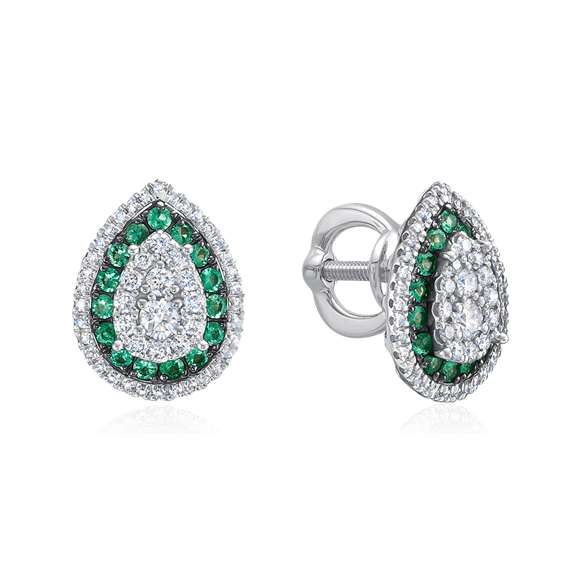 Серьги с бриллиантами из белого золота 585 пробы, фото № 1
