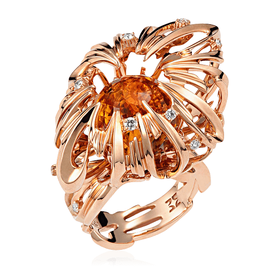Кольцо из сета Любовь коллекции CHOICE с цитрином, бриллиантами из красного золота 750 пробы, фото № 1