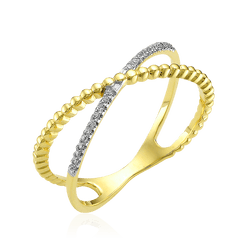 Кольцо с бриллиантами из желтого золота 585 пробы из коллекции Trendy (арт. 43152)